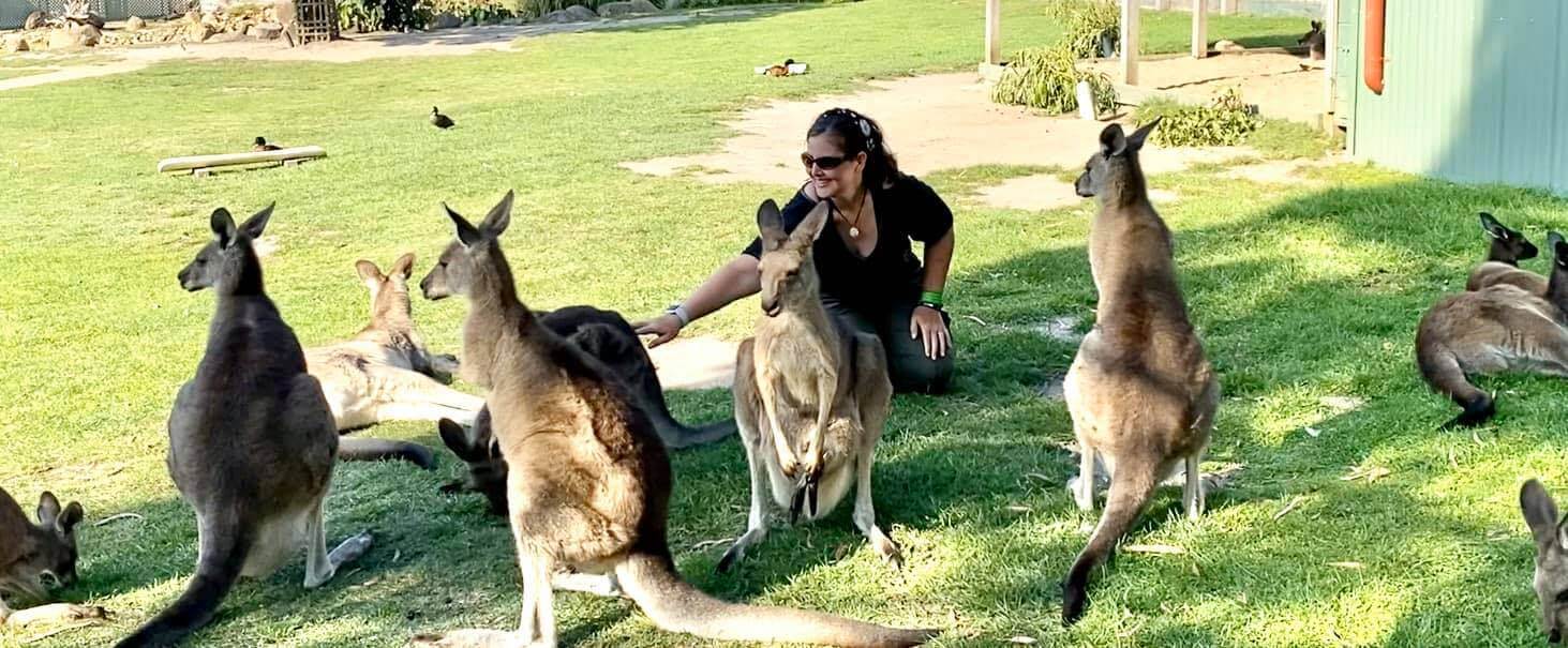 Angela Driskell with Kangoroos
