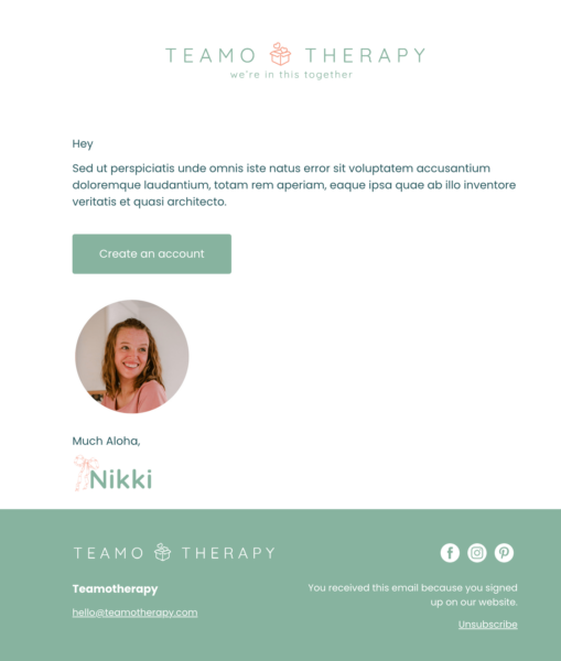 Teamo Therapy - Email Template