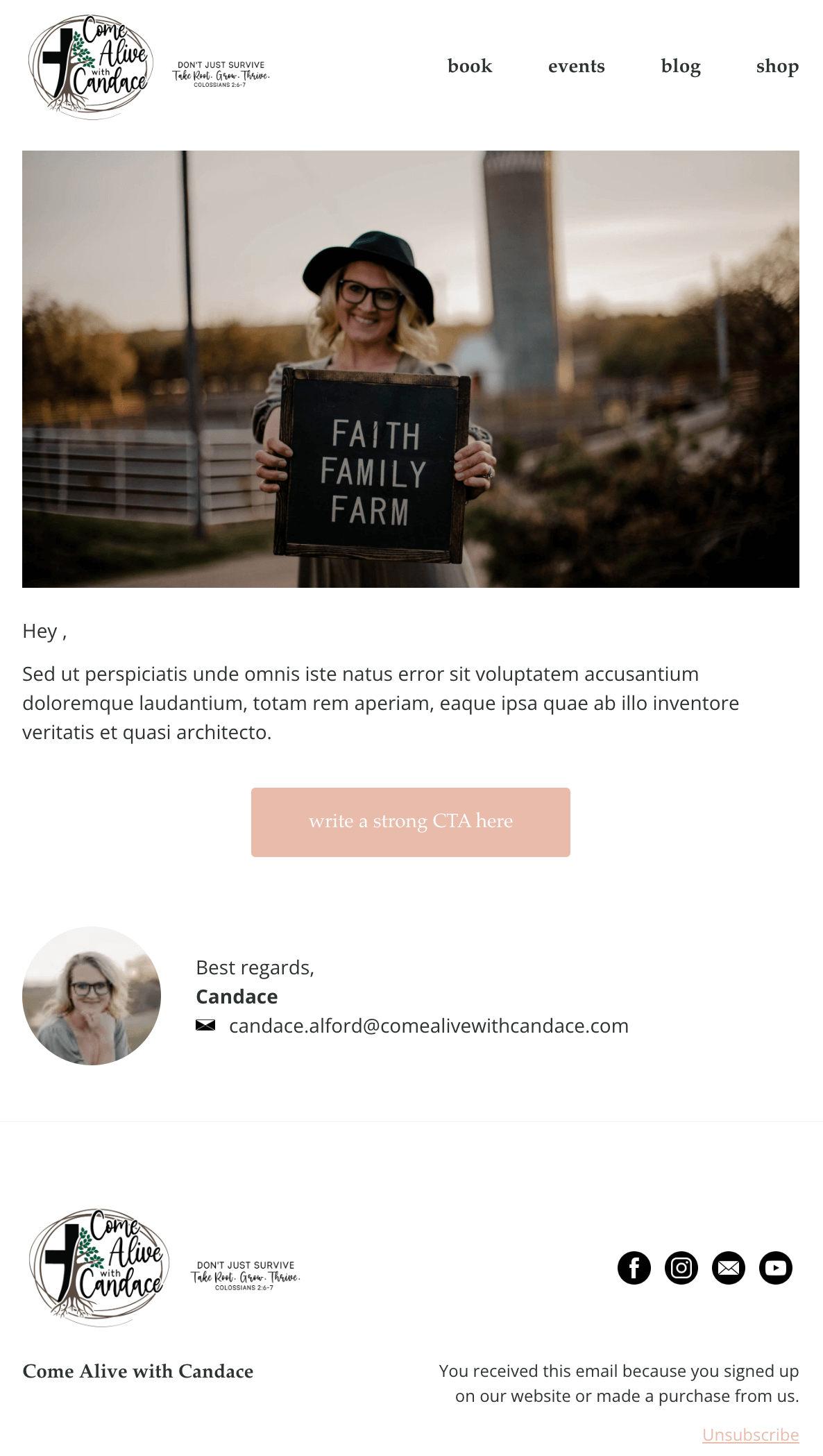 Come Alive with Candace - Email Template